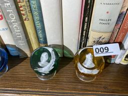 Group of 6 Baccarat Glass Sulphide Paperweights