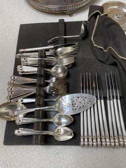 Large group lot of assorted better silver plate, brass items