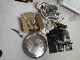 Large group lot of assorted better silver plate, brass items