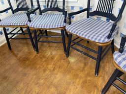 Group lot of 4 country style chairs with seat pads