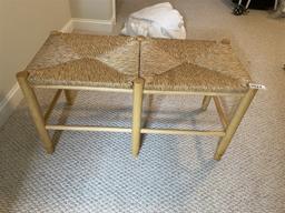 Vintage Woven Rush Double Stool or Bench