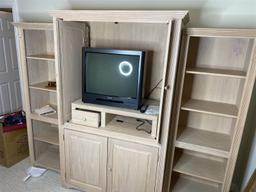 Larger sized Wooden Entertainment center with Shelves