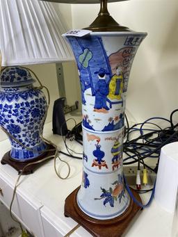 2 Vintage Chinese Porcelain Base Lamps