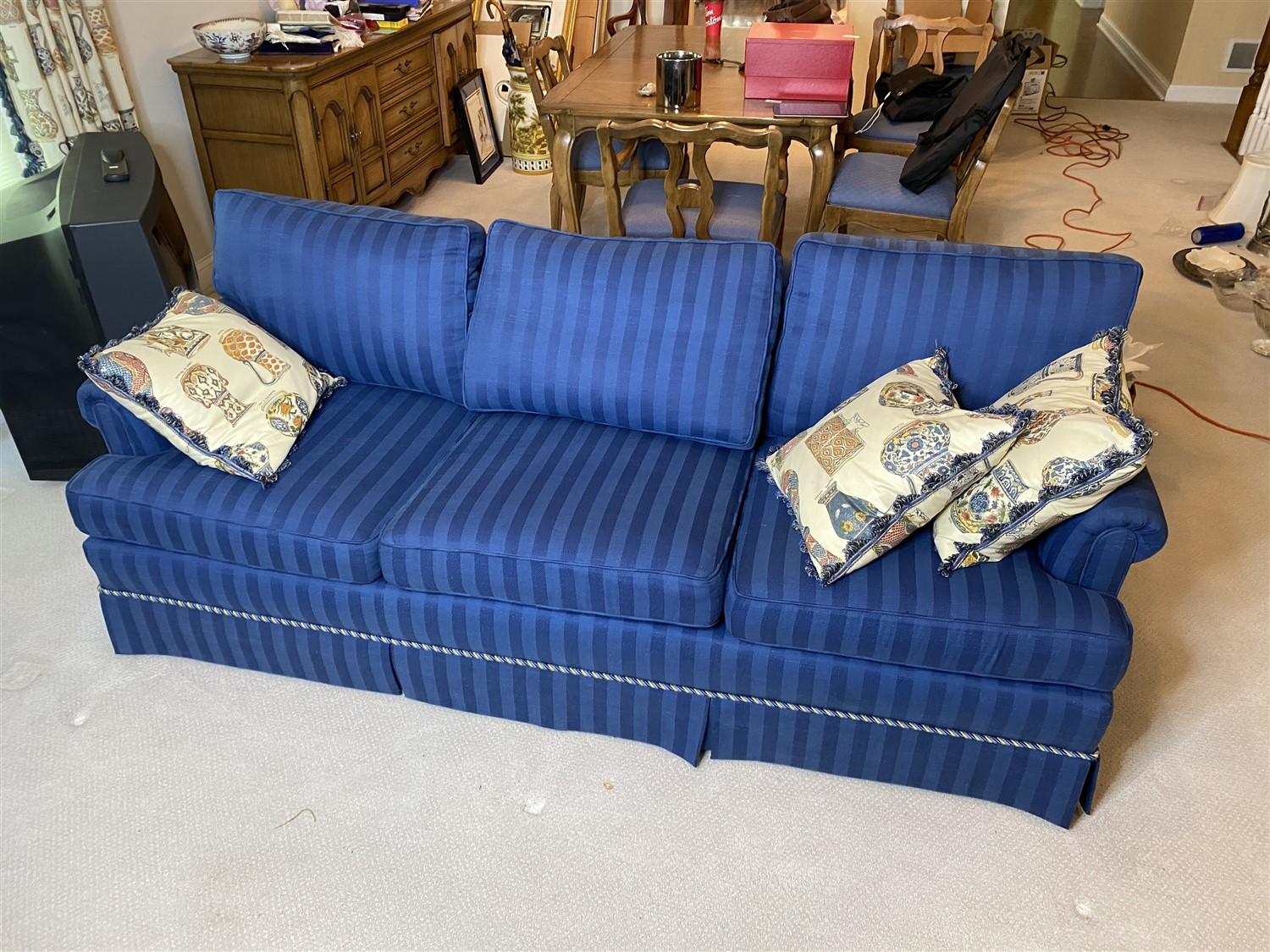 2 Vintage Nicer Blue Striped Couches