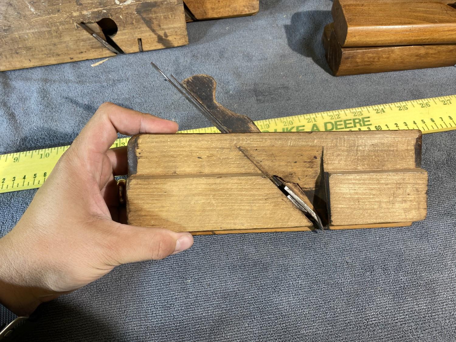 Group of 5 Antique Wooden  Moulding Planes with Blades