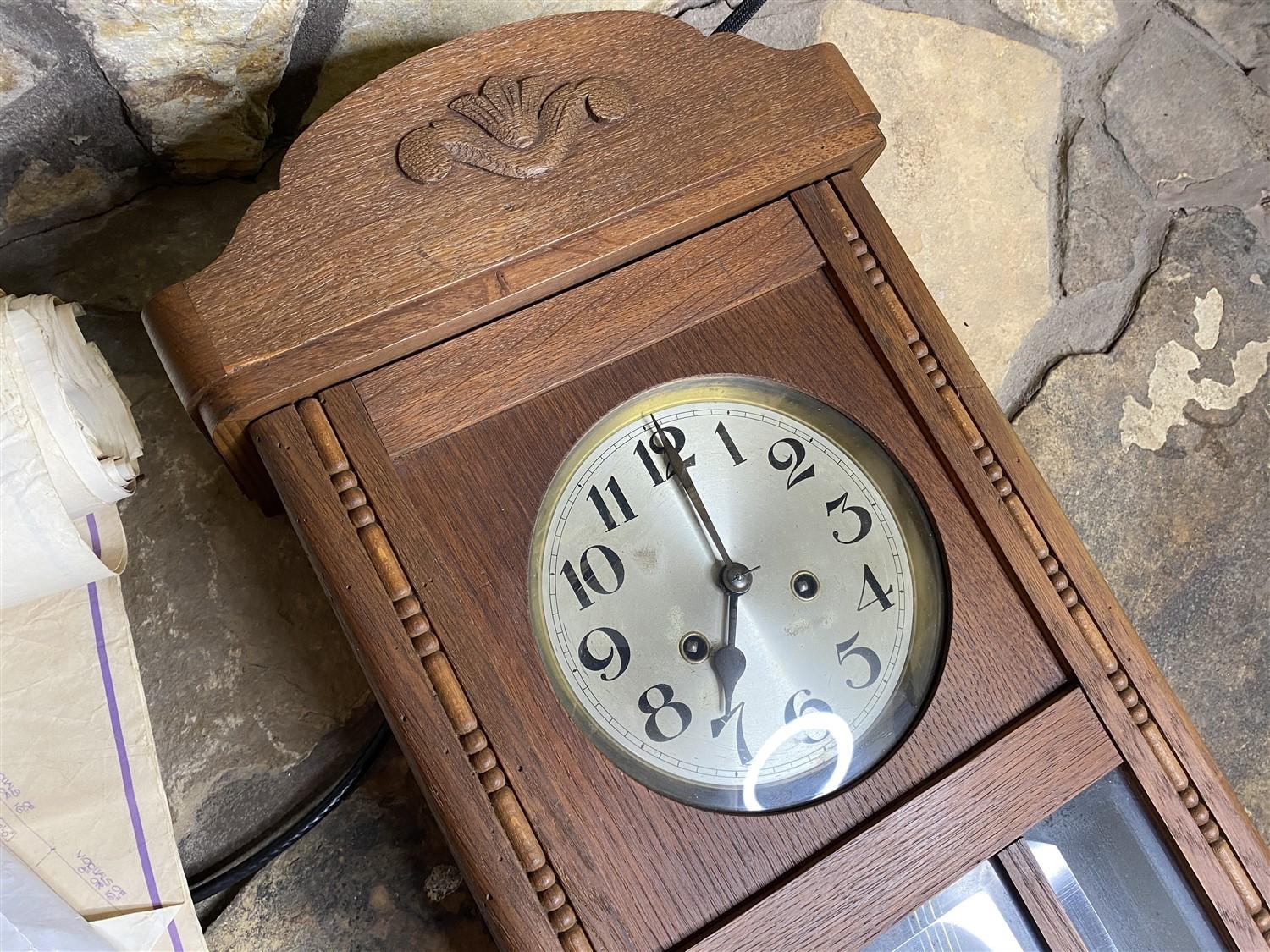 Antique Oak Cased Clock with Chime