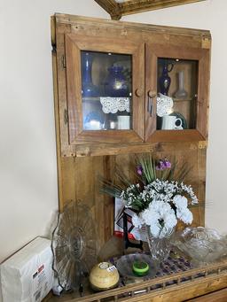 Vintage wooden primitive corner cabinet