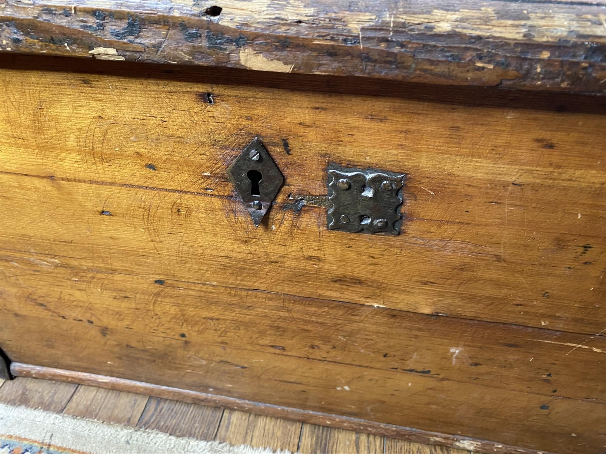 Nice Early Antique Wooden Chest with Forged straps