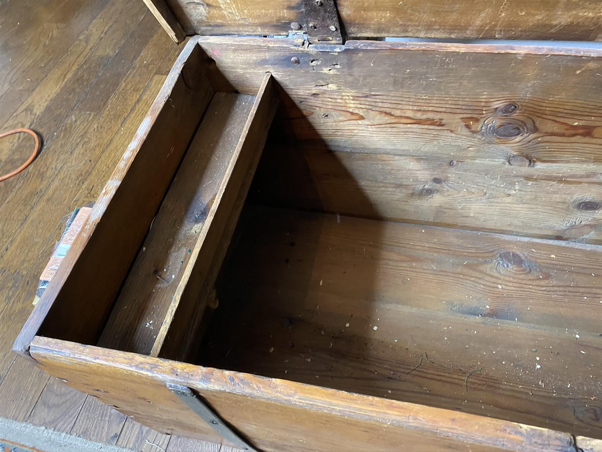 Nice Early Antique Wooden Chest with Forged straps