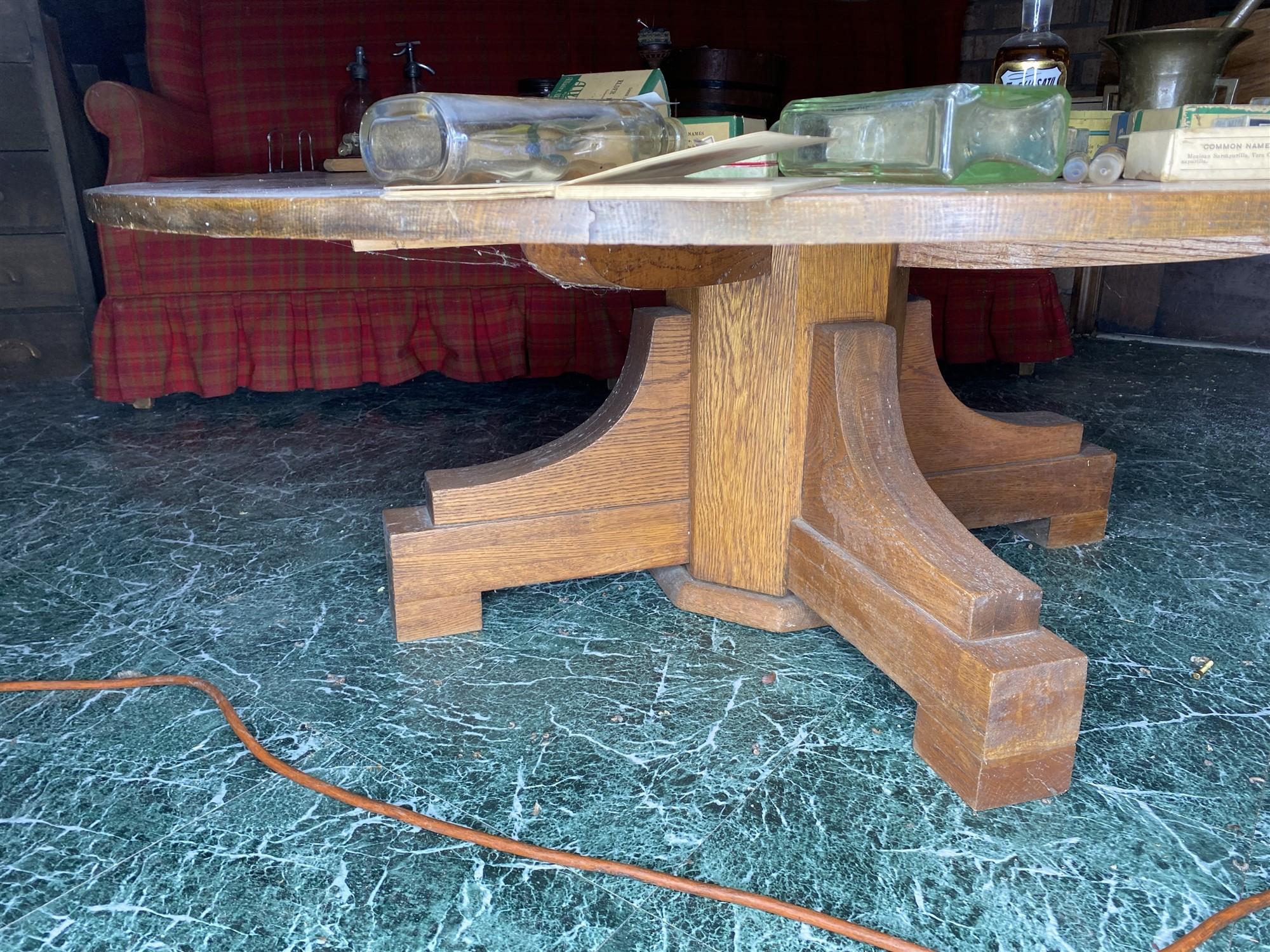 Antique Oak Low Round Coffee Table