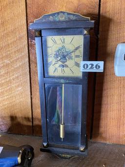 Antique Small Wall Clock with Floral Dial