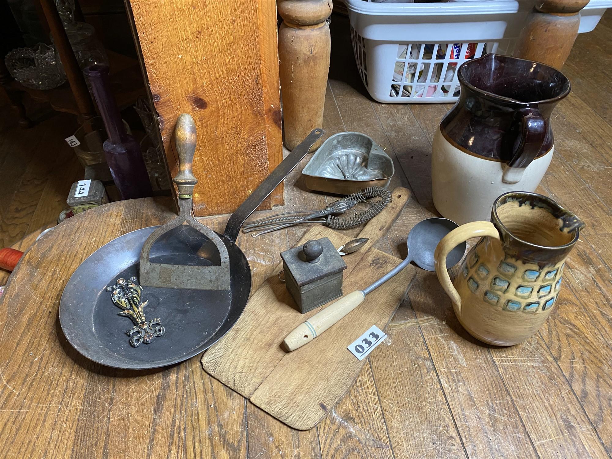 Group lot assorted primitives, kitchen wares