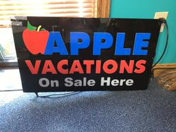Neon Tech Apple Vacations Advertising Sign