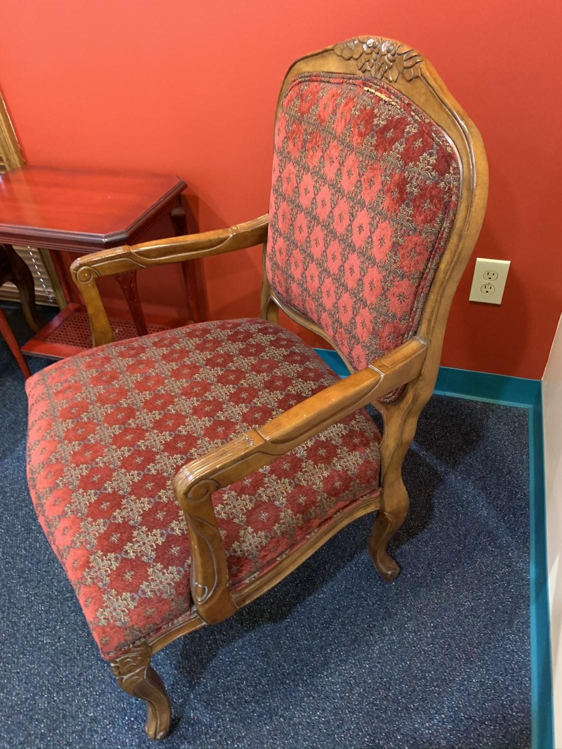 Red Wooden Side Table with 2 Chairs