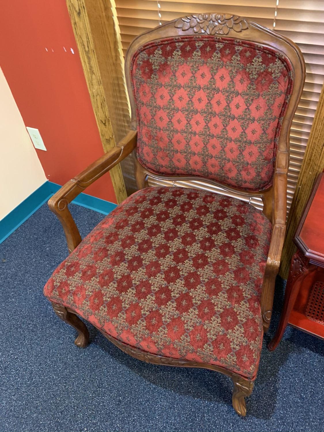 Red Wooden Side Table with 2 Chairs