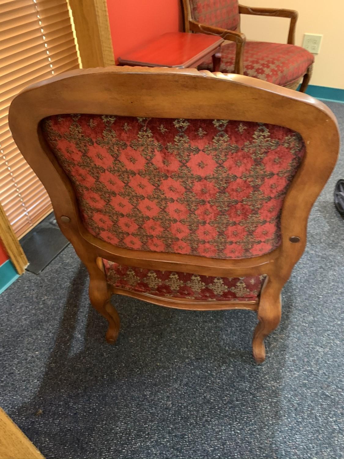 Red Wooden Side Table with 2 Chairs