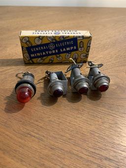 Vintage License Plate Glass Lenses Tail Lights and General Electric Miniature Lamps