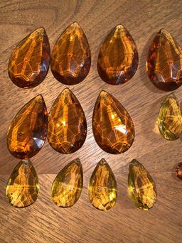 22 Amber Crystal Glass Pendants.