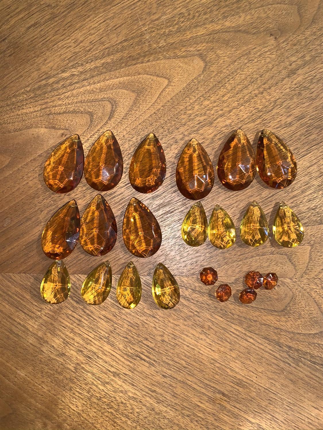 22 Amber Crystal Glass Pendants.