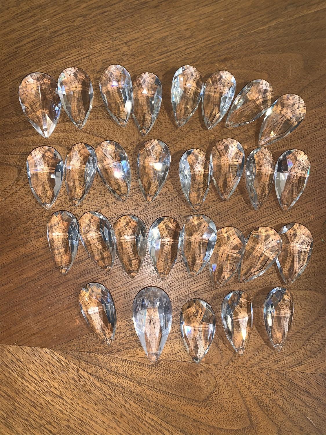 29 Clear Crystal Glass Pendants. Measure 2"
