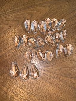 18 Clear Crystal Glass Pendants (3 styles) all measure 1 1/2"