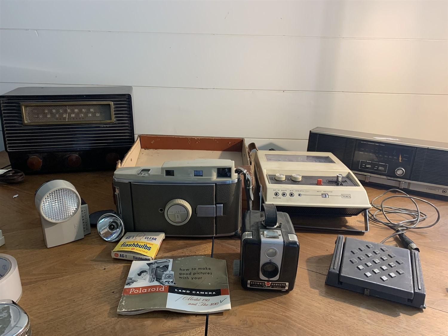 Lot of old radios and cameras