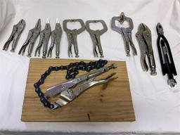 Big Group of Vise Grips  Clamping Pliers (9 total).
