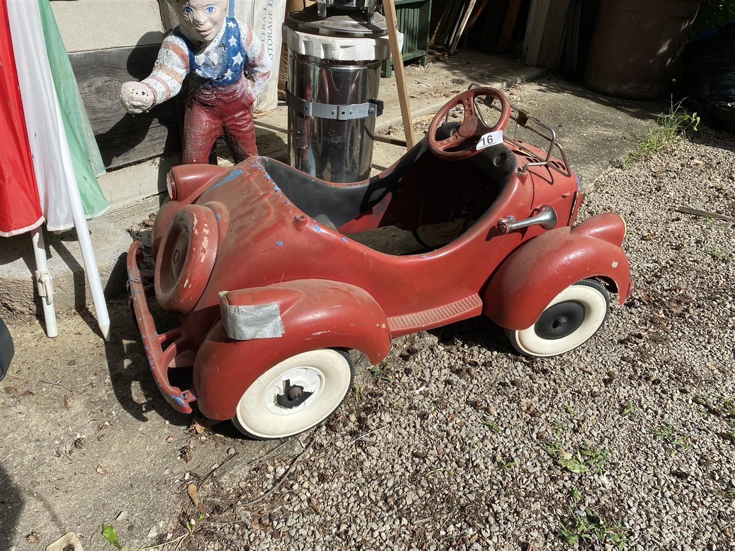 Unusual Antique Compositie Pedal Car