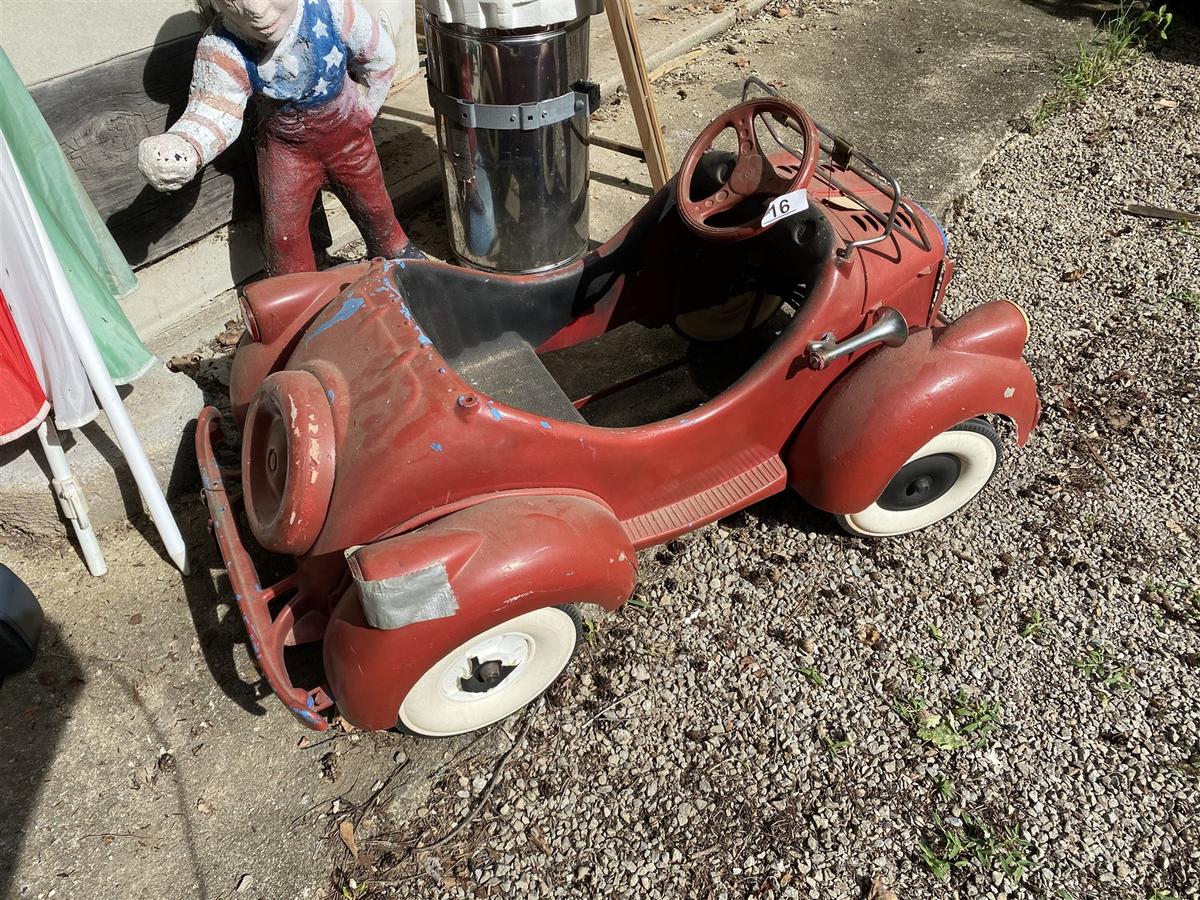 Unusual Antique Compositie Pedal Car