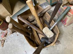 Lot of old hammers, mallets, chain and more