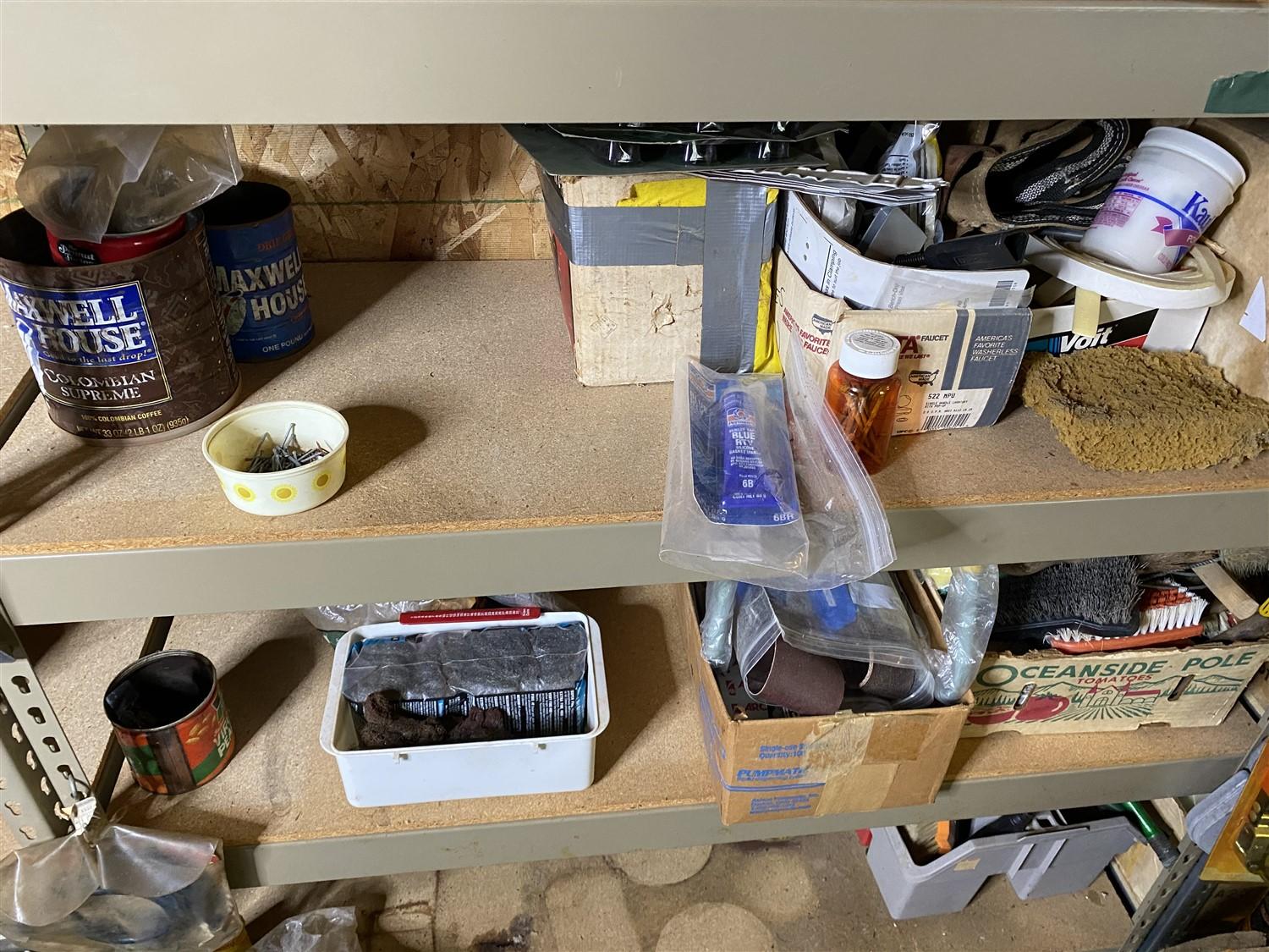 Large lot - shelves clean out - hardware, tools and more