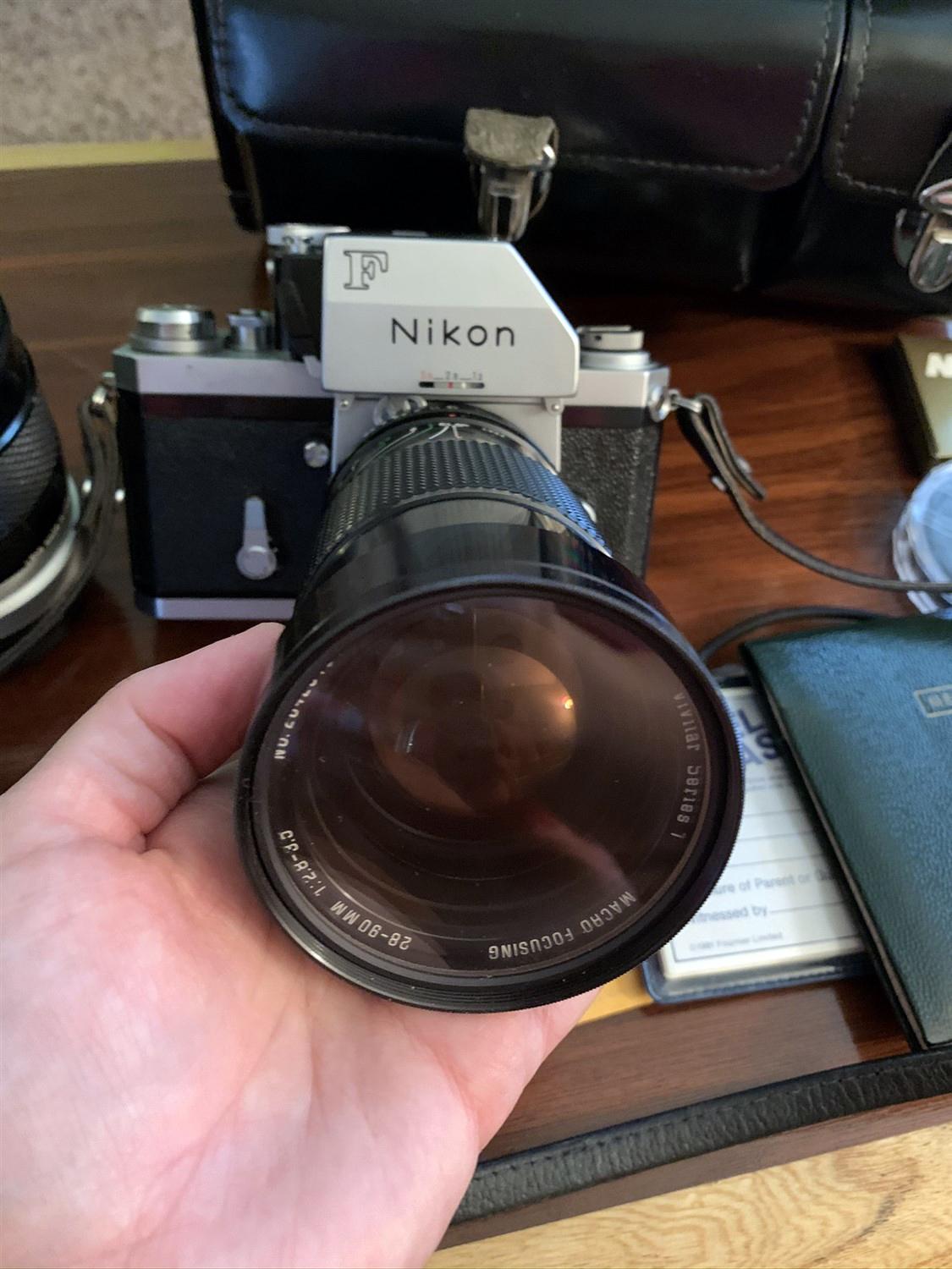 Nikon F camera, Case, 3 Lenes and accessories