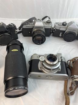 6 Vintage Cameras and 3 Lenses