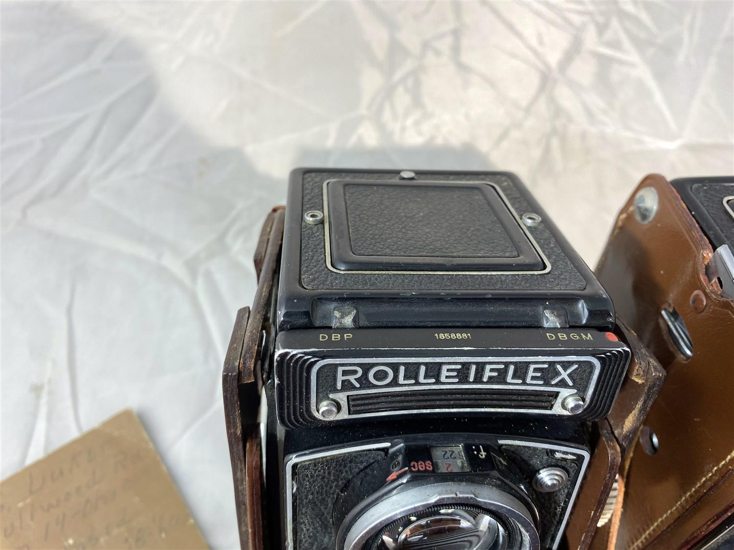 2 Vintage Rolleiflex Cameras in Cases w/Manual