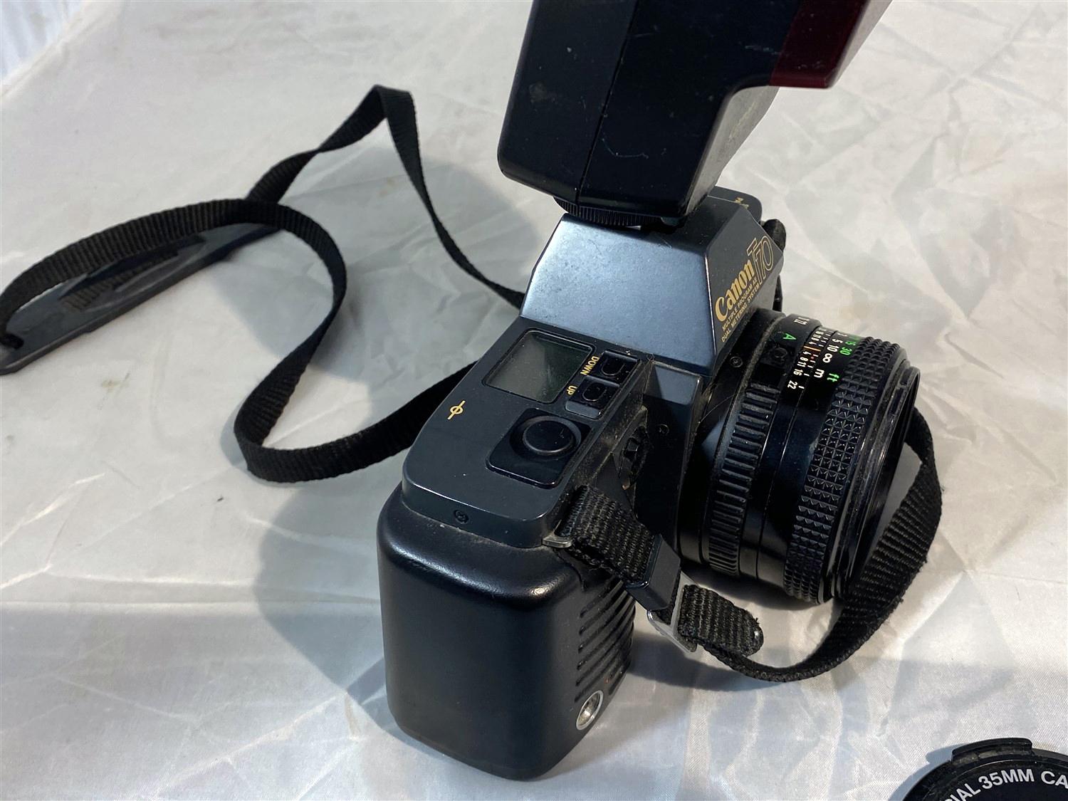 Canon T70 SLR Camera with Flash