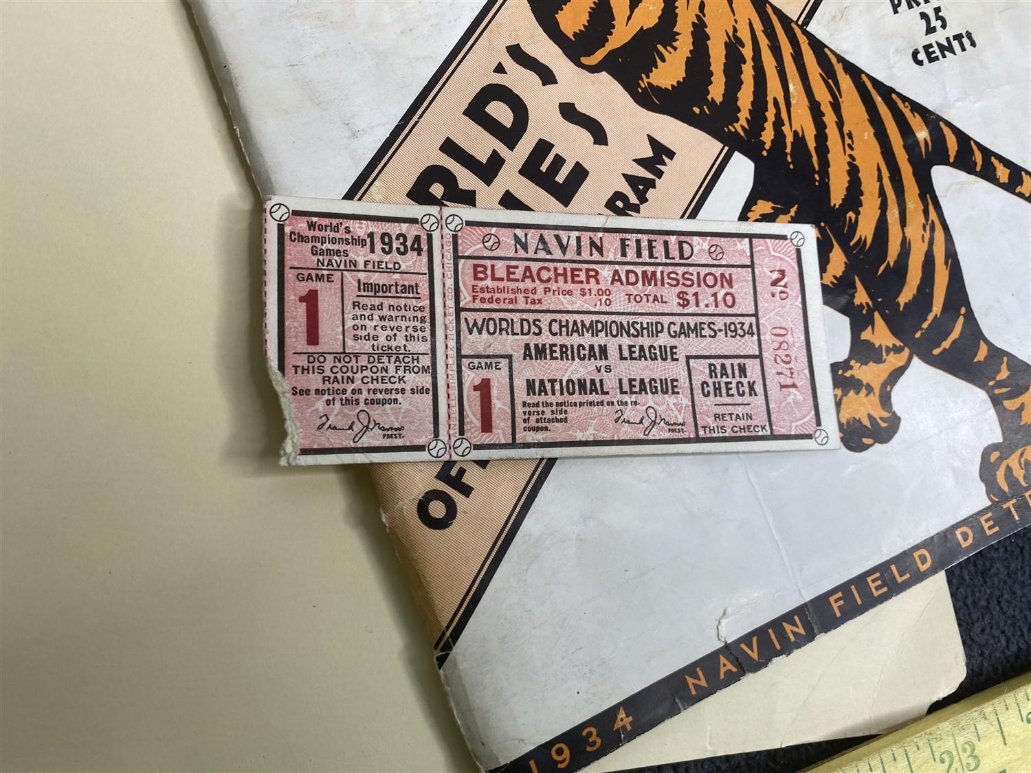 Rare Original 1934 World Series Program and Ticket