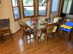 Vintage Oak table and six Chairs Set