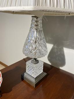 Pair of vintage crystal or glass lamps