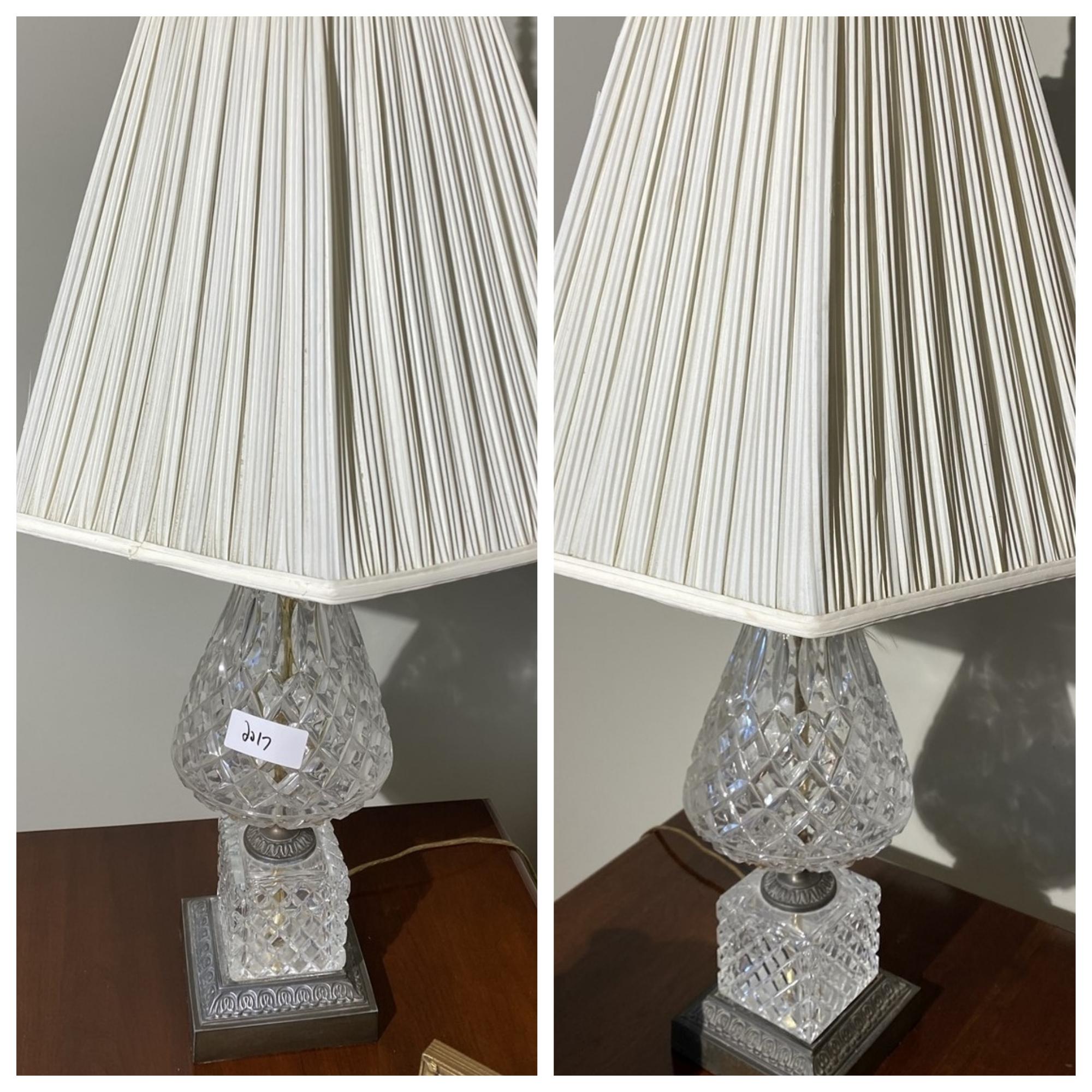 Pair of vintage crystal or glass lamps