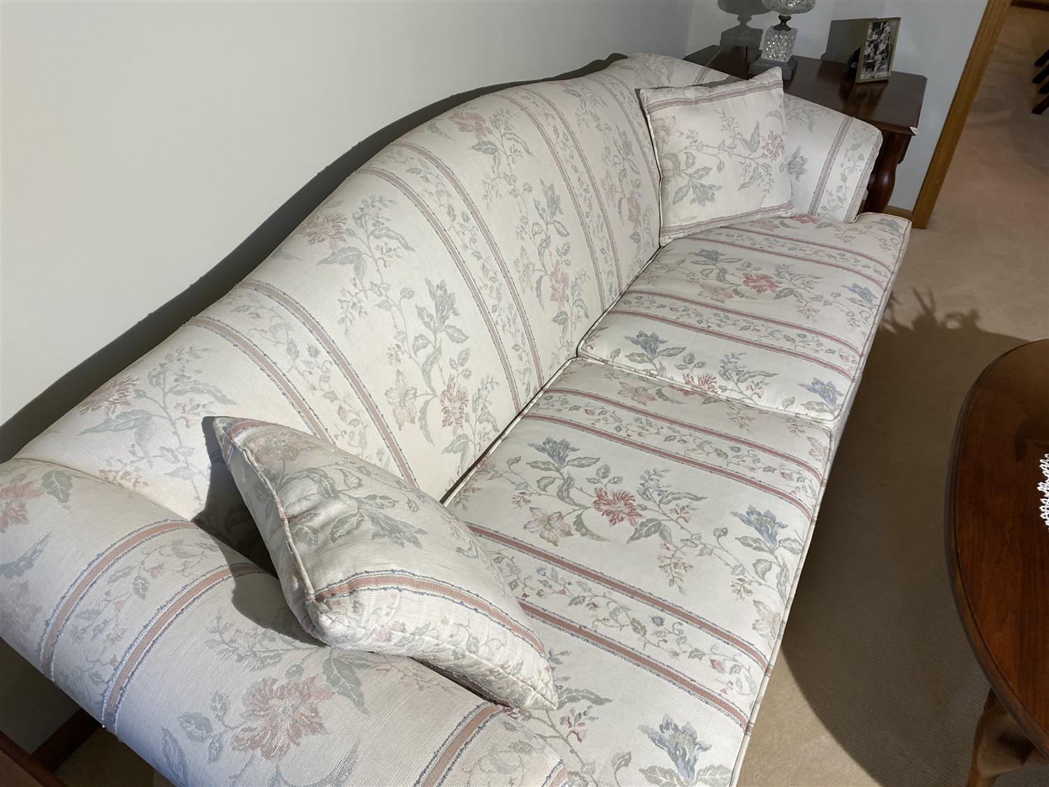 Pair of vintage light colored upholstered couches