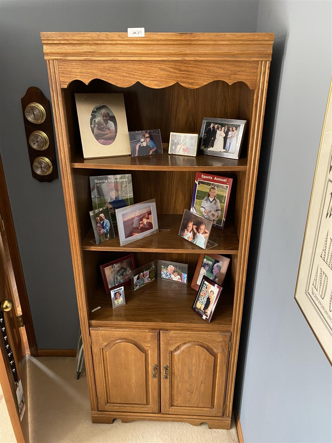 Vintage Wooden Bookshelf with Cabinet