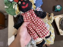 Group lot of three antique rag dolls