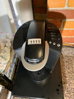 Keurig, Storage Pedestal, & Coffee Pods