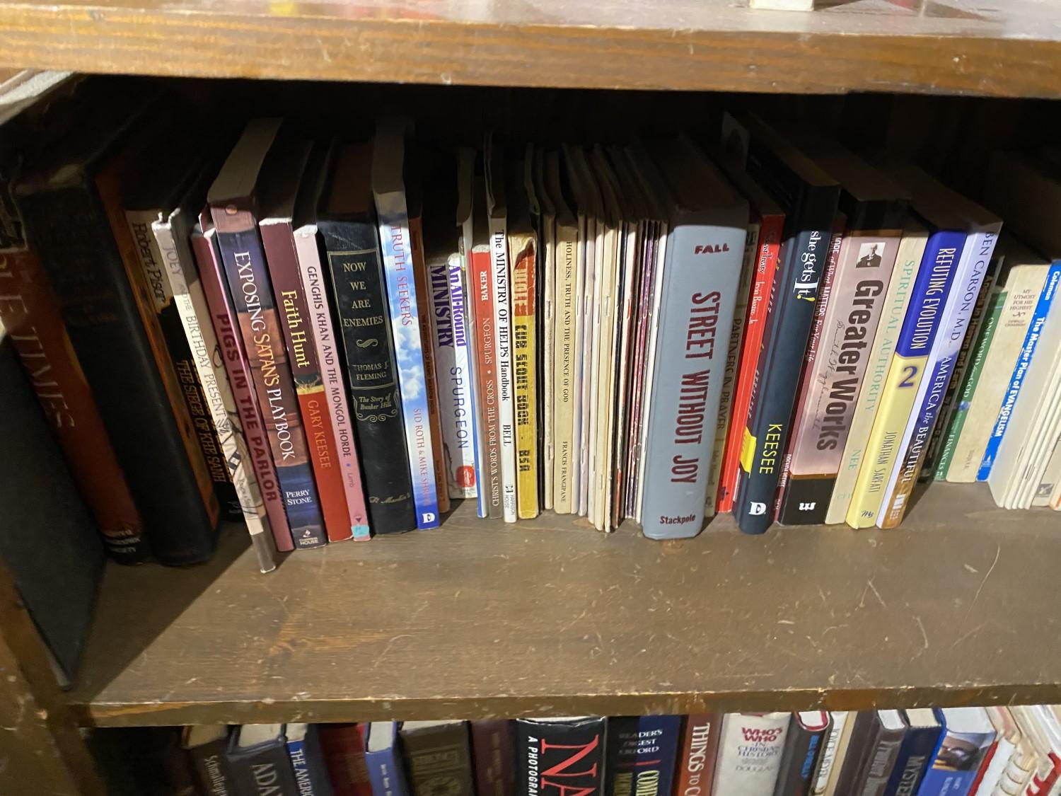 Contents of three shelves - books