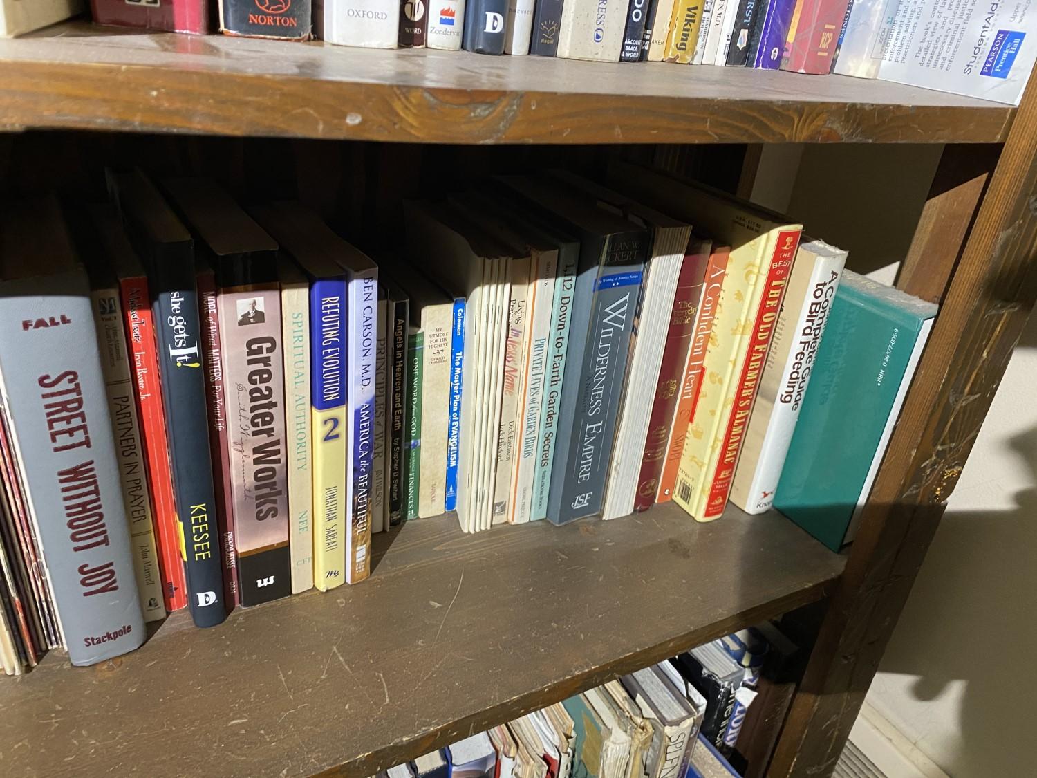 Contents of three shelves - books