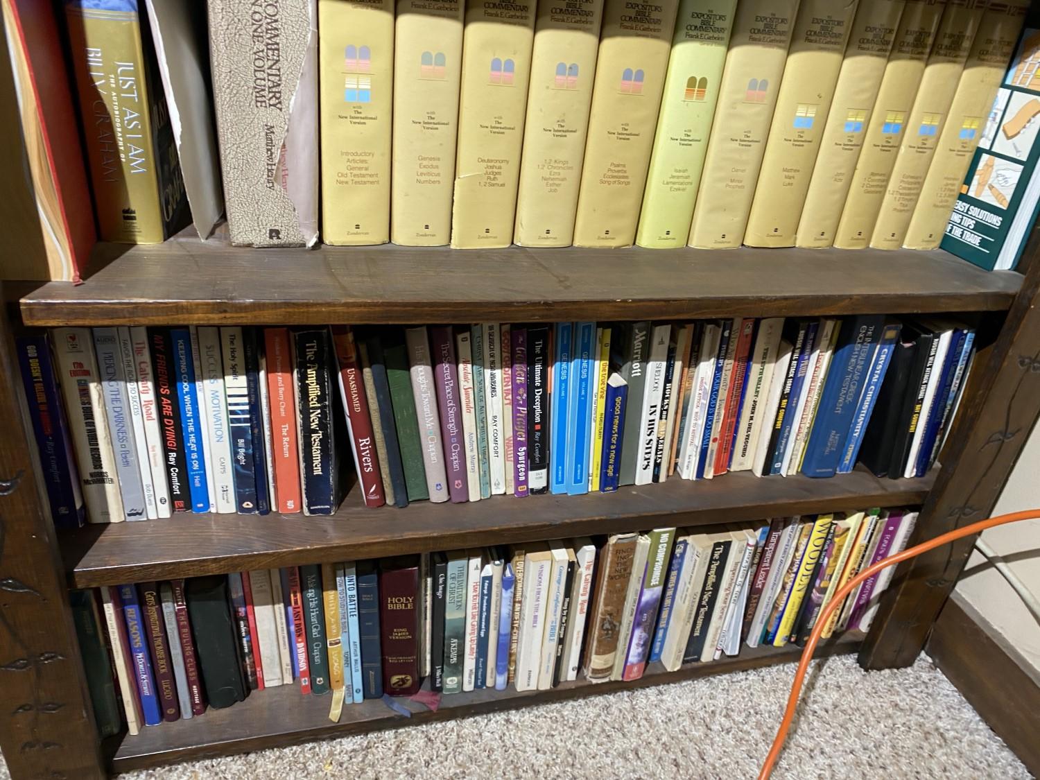 Contents of three shelves - books