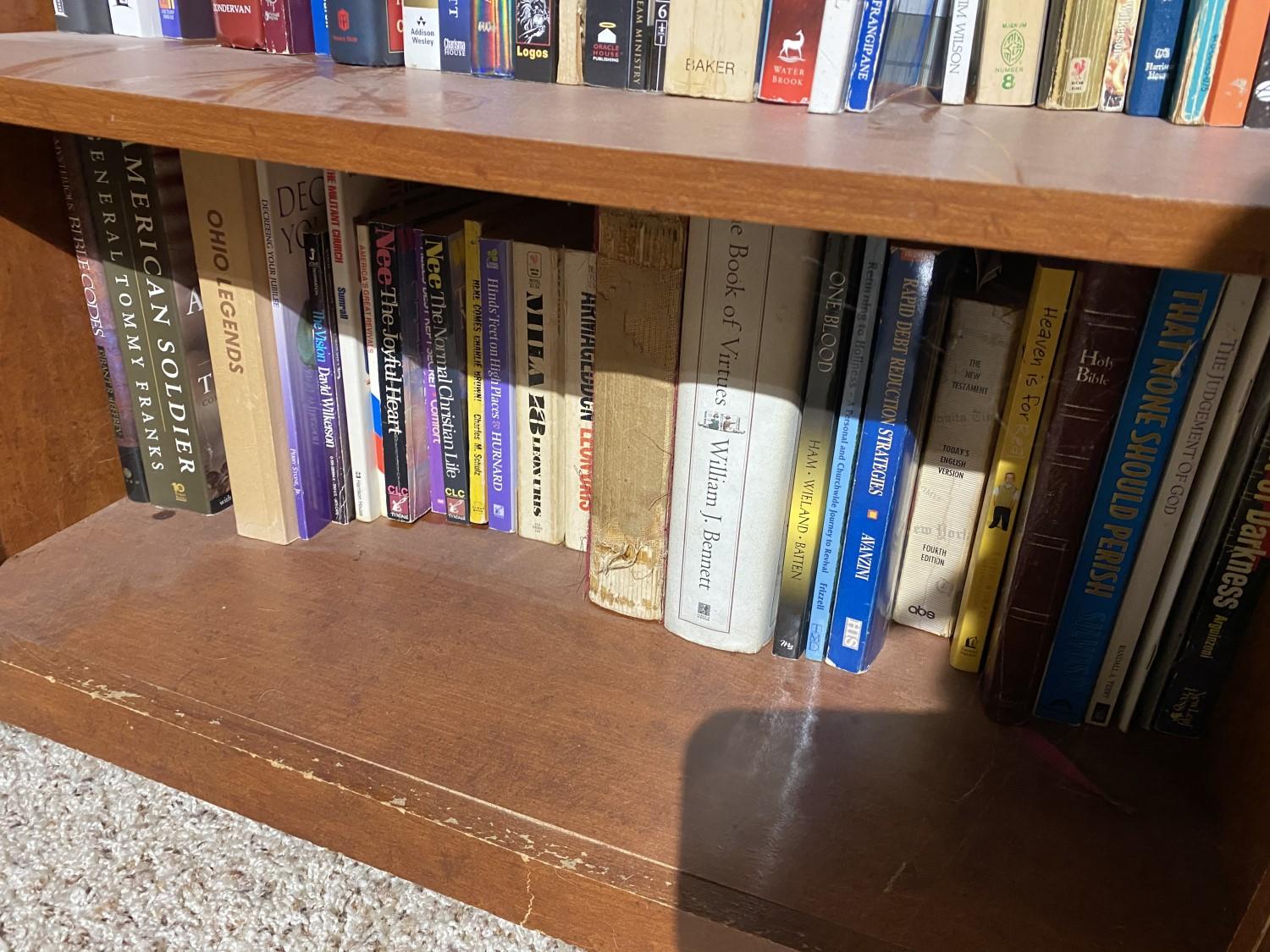 Contents of three shelves - books