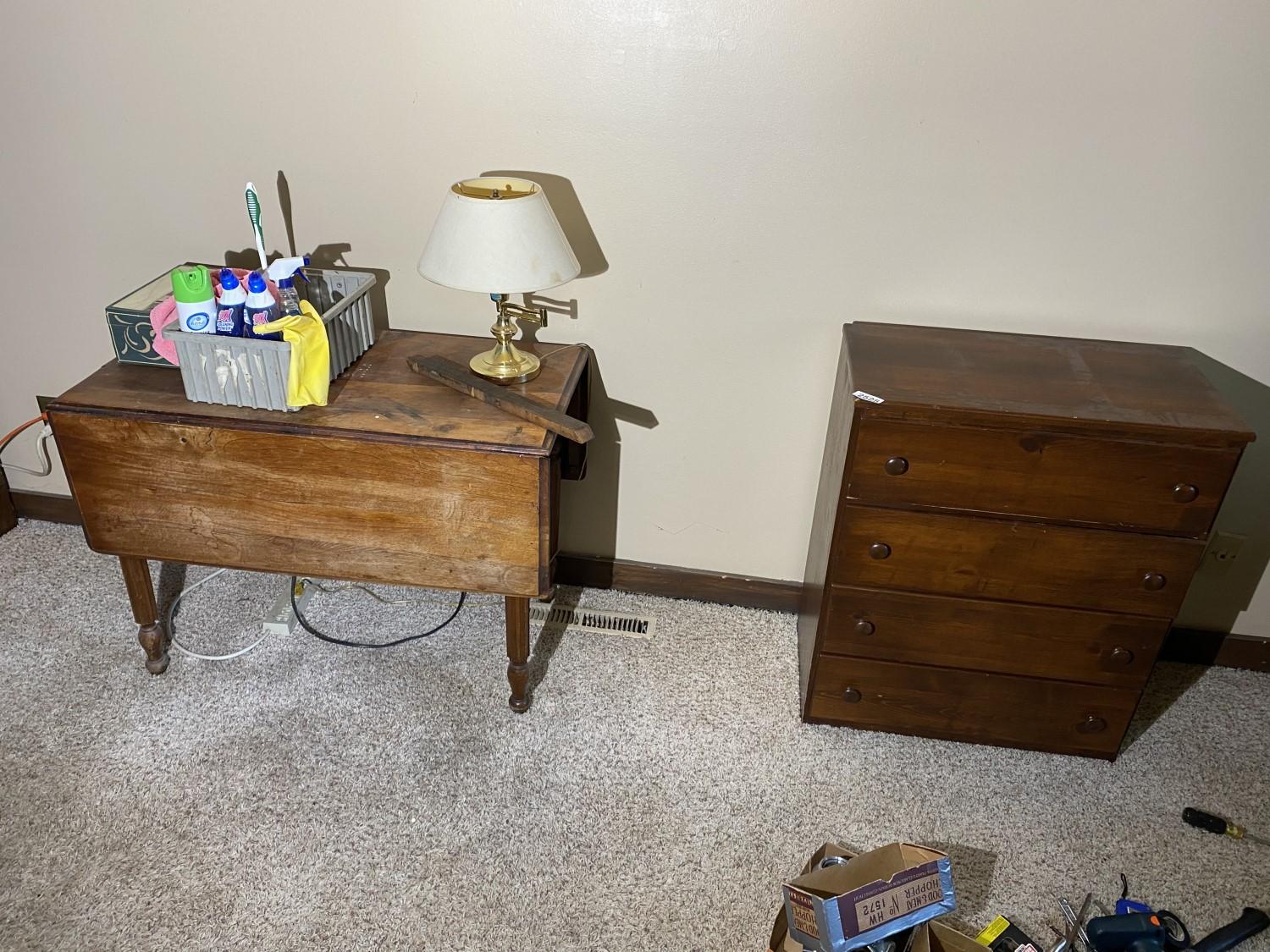 Antique table PLUs small cabinet