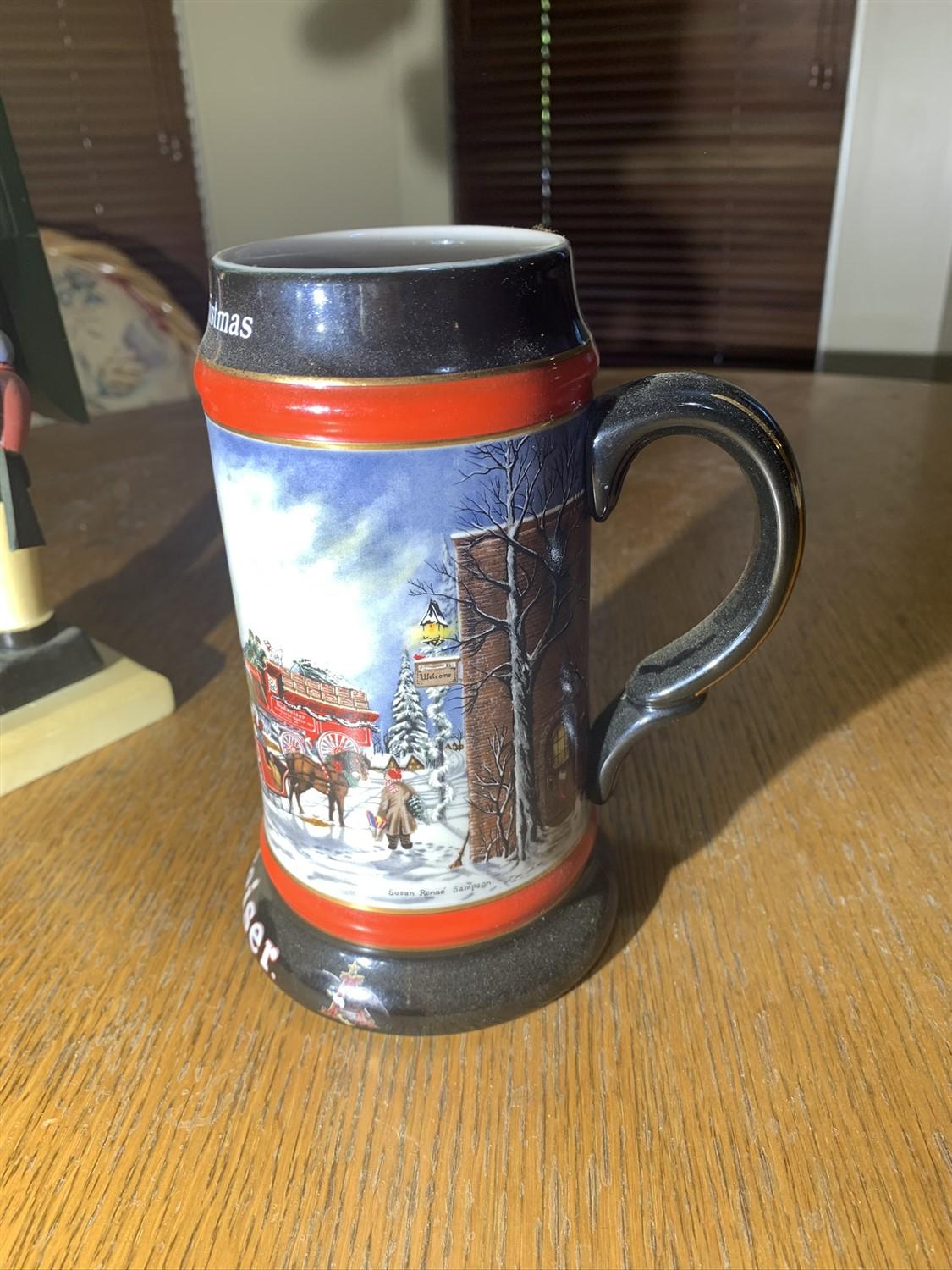 Nutcracker woodsman motif and Budweiser Stein