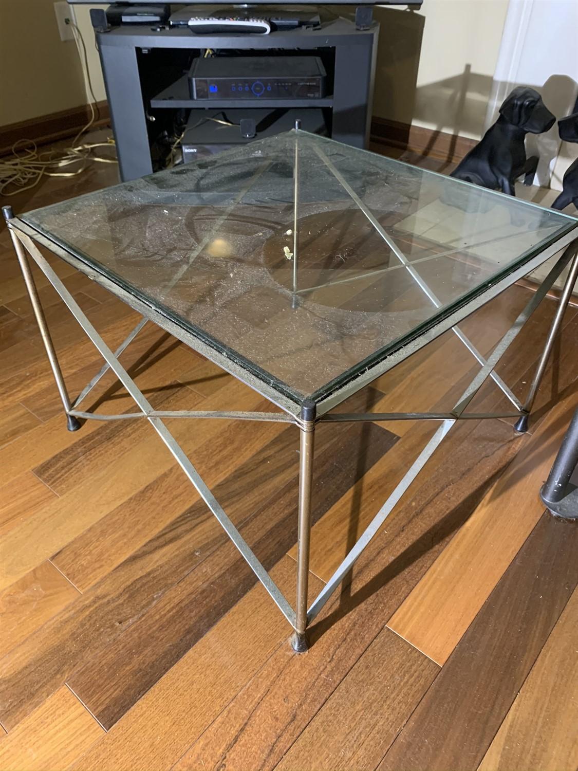 2 Side Tables with Glass Tops